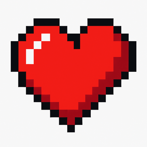Heart pixart.
In-Game asset.  2d.  High contrast.  No shadows