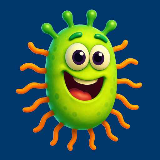 Bakteri 3d pixar.
In-Game asset.  2d.  High contrast.  No shadows