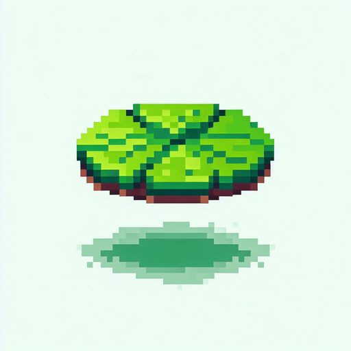 pixelart asset floating lilypad.
White background, high contrast, shadowless.