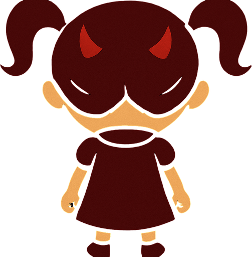 downward looking devil little girl turned back
