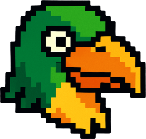 a pixel bird head.
In-Game asset.  2d.  High contrast.  No shadows