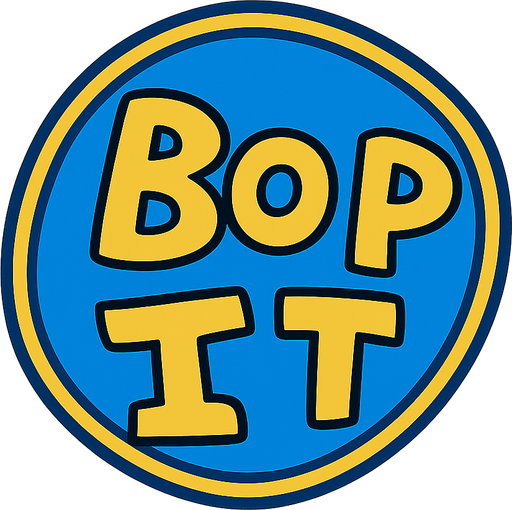 A Button with the Color blue, Inside the letters its blue and yellow. No background. Transparent background. Blank background. No shadows. 2d. In-Game asset. flat