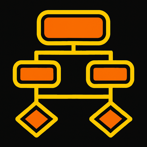 Flowchart.
In-Game asset.  2d.  High contrast.  No shadows