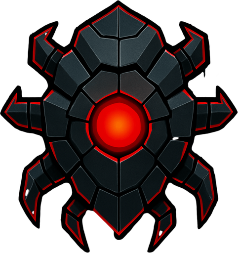 topdown view, robust digital virus, armored segments, red glowing core, strong angular shape, protective shell feel, minimal circuit accents, fits motherboard environment.
In-Game asset.  2d.  High contrast.  No shadows