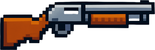 pixel shotgun.
In-Game asset.  2d.  High contrast.  No shadows