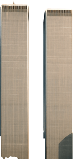 Photorealistic image about world trade center twin towers from front view.