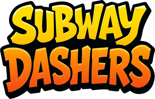 subway surfers style logo with text subway dashers.
In-Game asset.  2d.  High contrast.  No shadows
