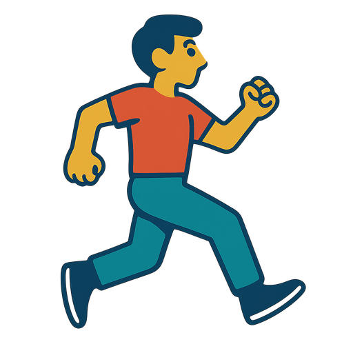 A person running backwards.
In-Game asset.  2d.  High contrast.  No shadows