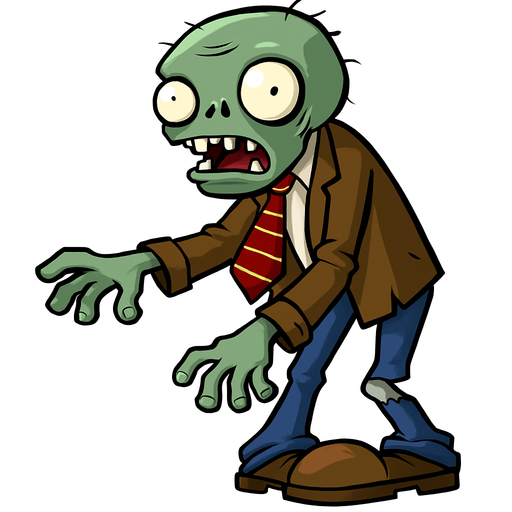 un zombie de pvz.
In-Game asset.  2d.  High contrast.  No shadows
