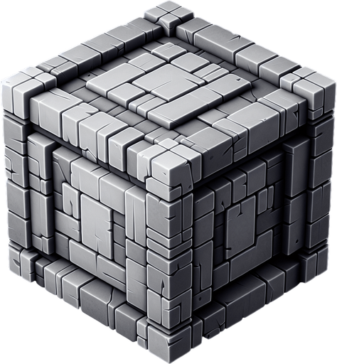 Cube.
Single Game Texture.  In-Game asset.  2d.  Blank background.  High contrast.  No shadows