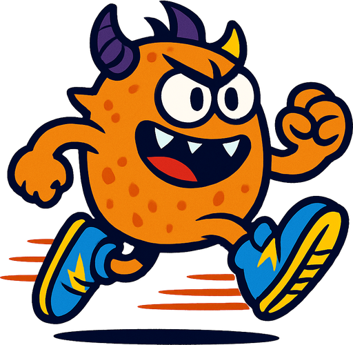 Monster with very fast shoes.
In-Game asset.  2d.  High contrast.  No shadows