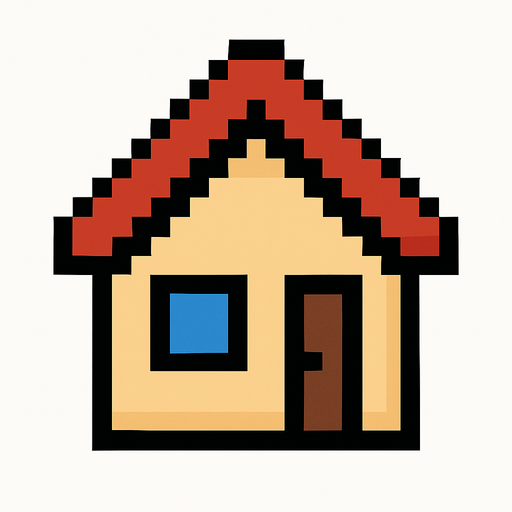 make a house 2d pixel symbol make it good.
In-Game asset.  2d.  High contrast.  No shadows