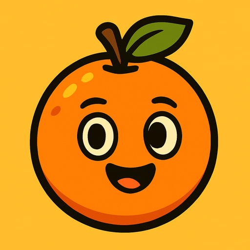 Naranja animada.
In-Game asset.  2d.  High contrast.  No shadows