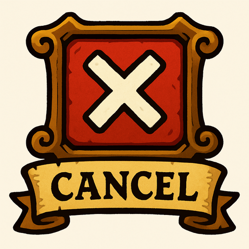 Cancel Button for medeivel concept.
In-Game asset.  2d.  High contrast.  No shadows