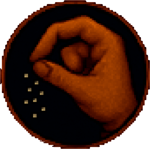 A hand with its fingers symbolizing salt