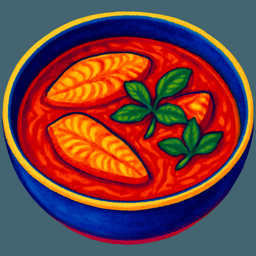 A bowl of fish curry.