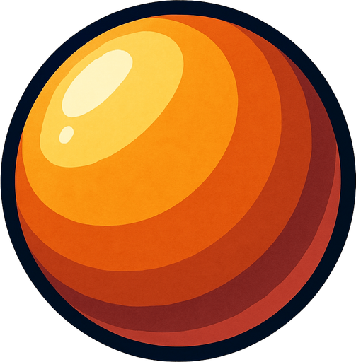 3d gibi duran küre top.
In-Game asset.  2d.  High contrast.  No shadows