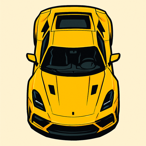 üstden çekilmiş sport araba.
In-Game asset.  2d.  High contrast.  No shadows
