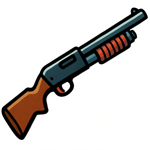 escopeta dibujada.
In-Game asset.  2d.  High contrast.  No shadows