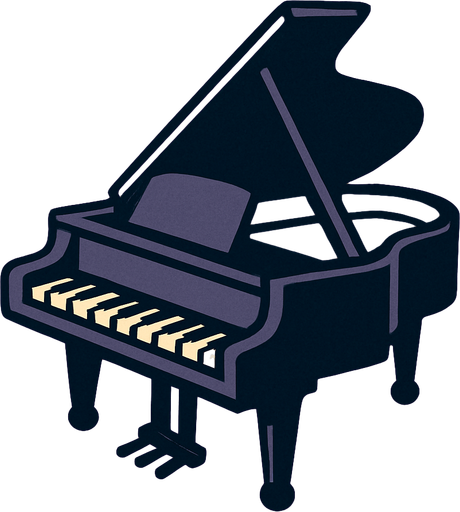 piano de cola cayendo.
In-Game asset.  2d.  High contrast.  No shadows