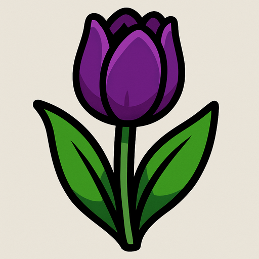 Purple tulip.
In-Game asset.  2d.  High contrast.  No shadows