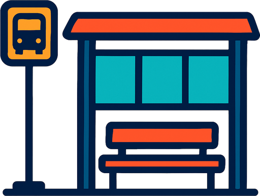 bus stop.
In-Game asset.  2d.  High contrast.  No shadows
