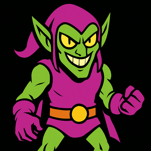 green goblin.
In-Game asset.  2d.  High contrast.  No shadows