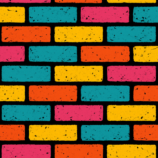 Textura de pared de ladrillos estilo años 80. 9:16.
In-Game asset.  2d.  High contrast.  No shadows