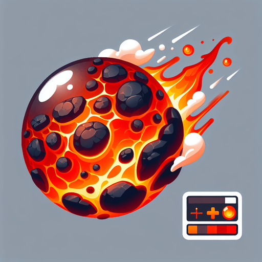 flying  lava bubble.
Single Game Texture. In-Game asset. 2d. Blank background. High contrast. No shadows.