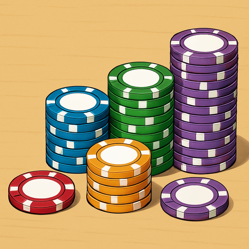 A couple different sized stacks of these chips beside each other.