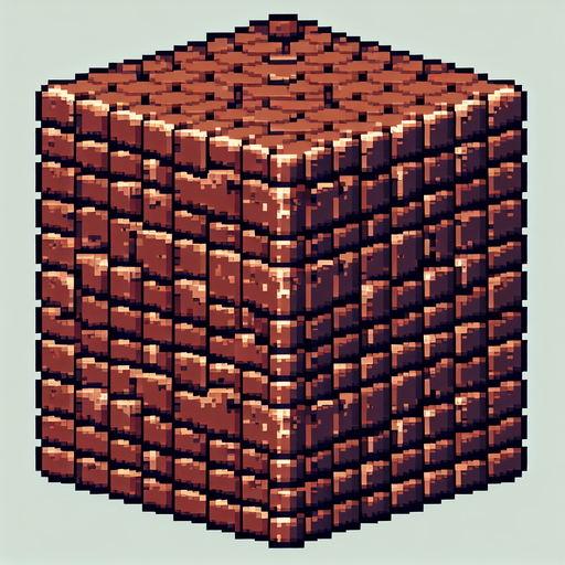 brick, brown color, pixel style.
Single Game Texture.  In-Game asset.  2d.  Blank background.  High contrast.  No shadows