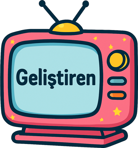Draw the dreamy TV from Doraemon, and write "Geliştiren" on it..
In-Game asset.  2d.  High contrast.  No shadows