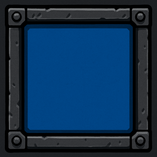 Fondo azul con un marco de hierro.
In-Game asset.  2d.  High contrast.  No shadows
