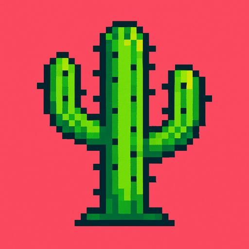2D Retro kaktüs.
In-Game asset.  2d.  High contrast.  No shadows