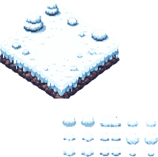 snowy ground image pixalated 2D Single Game Texture. In-Game asset. 2d. Blank background. High contrast. No shadows.