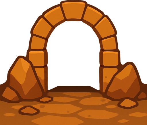 Una mazmorra rocosa, sin contorno y de fondo se vean piedras algo difuminadas y una entrada a una mazmorra.
In-Game asset.  2d.  High contrast.  No shadows.
In-Game asset.  2d.  High contrast.  No shadows