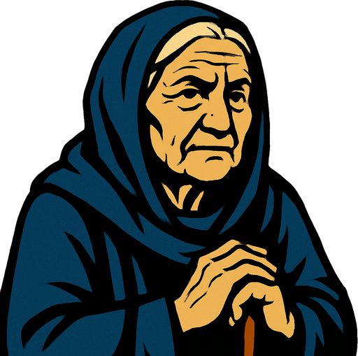 old woman.
In-Game asset.  2d.  High contrast.  No shadows