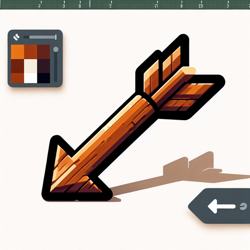 An animated image of a wooden arrow.
Single Game Texture. In-Game asset. 2d. Blank background. High contrast. No shadows.