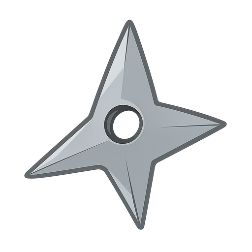 a ninja star. No background. Transparent background. Blank background. No shadows. 2d. In-Game asset. flat