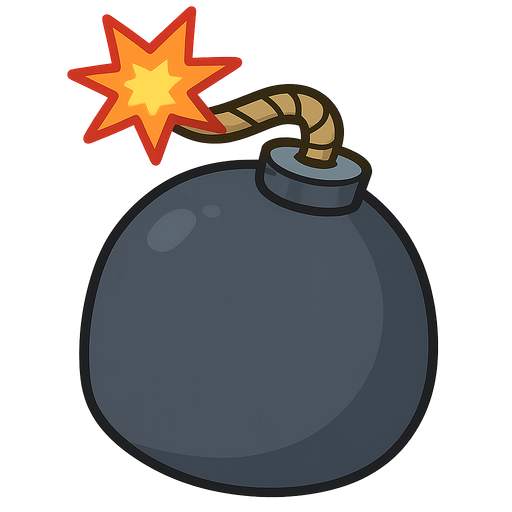 bomb. No background. Transparent background. Blank background. No shadows. 2d. In-Game asset. flat