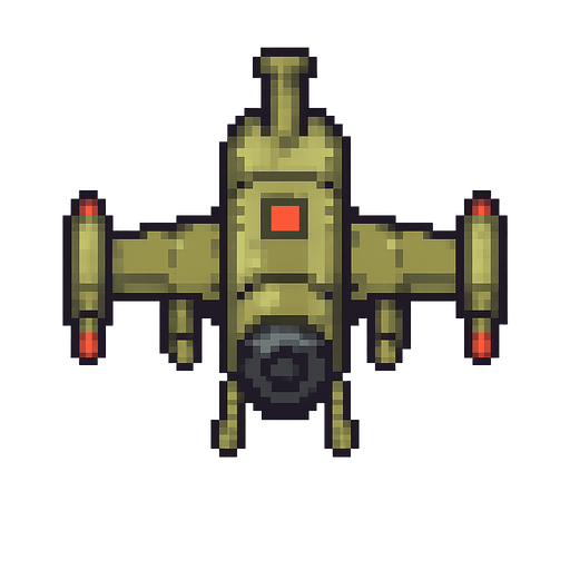 16 bit top down flyin war drone.
In-Game asset.  2d.  High contrast.  No shadows