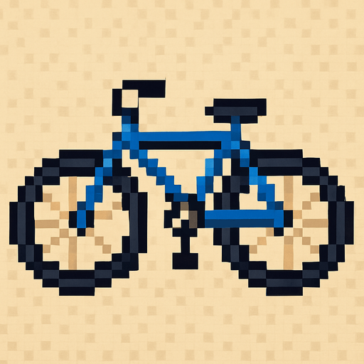 Draw 2d pixel biycycle top view blue.
In-Game asset.  2d.  High contrast.  No shadows