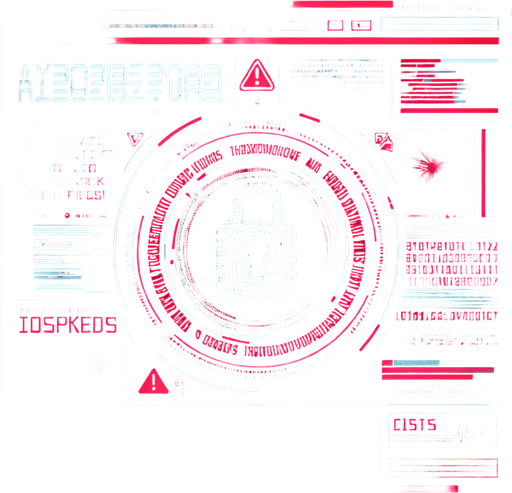 A full-screen background depicting a corrupted device overtaken by a ransomware message. The screen is dominated by a bold, alarming warning message in red and white text, with phrases like 'Your device has been locked!' and 'Pay to unlock your files!' prominently displayed. The background is dark, with digital glitch effects, static noise, and distorted text adding to the sense of corruption. Subtly embedded within the chaotic design is a hidden encrypted code, integrated into the distortion or glitch patterns, making it challenging to notice at first glance. The overall aesthetic is tense, urgent, and visually striking, fitting the theme of a high-tech device under attack..
Single Game Texture. In-Game asset. 2d. Blank background. High contrast. No shadows.