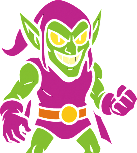 green goblin.
In-Game asset.  2d.  High contrast.  No shadows