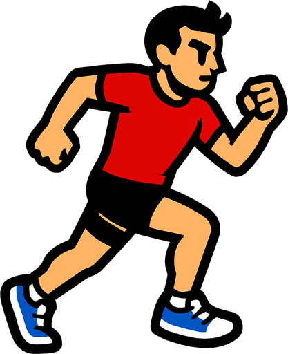 runner with a red shirt.
In-Game asset.  2d.  High contrast.  No shadows