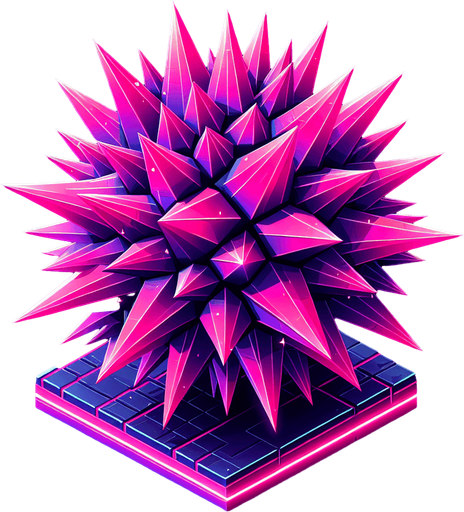 neon for obstacle in endless runner game, like a spiky obstacle but still many rectangle or angled surfaces, not round, pink neon colors.
Single Game Texture.  In-Game asset.  2d.  Blank background.  High contrast.  No shadows. neon. polygon shapes