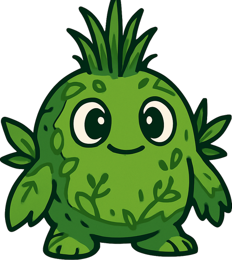 make creature image for grass elemental name is sproutle.
In-Game asset.  2d.  High contrast.  No shadows