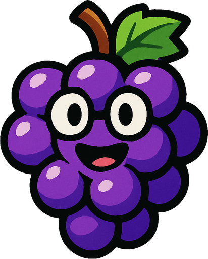Grape 
with face.
In-Game asset.  2d.  High contrast.  No shadows
