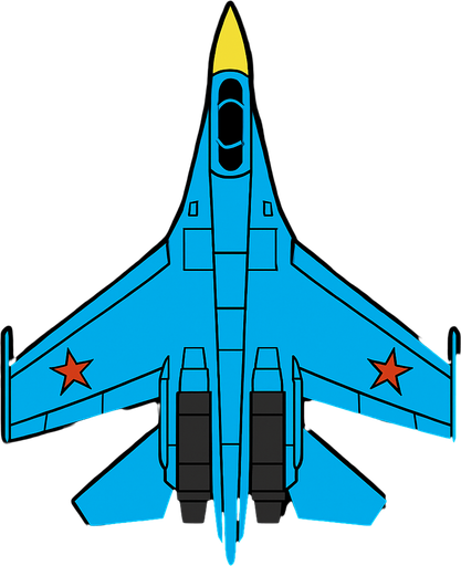 Su 27 uppifrån.
In-Game asset.  2d.  High contrast.  No shadows
