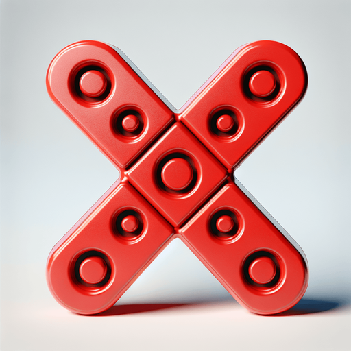 A large letter 'X' as in tic tac toe coloured red, in a similar style to the O-player image.
Single Game Texture.  In-Game asset.  2d.  Blank background.  High contrast.  No shadows. No surrounding circle nor square.